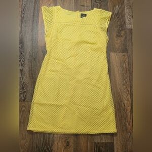 Adrianna Papell Womens Size 10 Shift Dress Yellow Eyelet Crochet